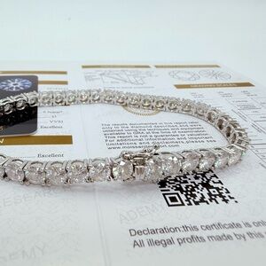 19 ct.tw CertifiedMoissanite 5mm / 7.5 Inches Tennis Bracelet With Gra Cert.